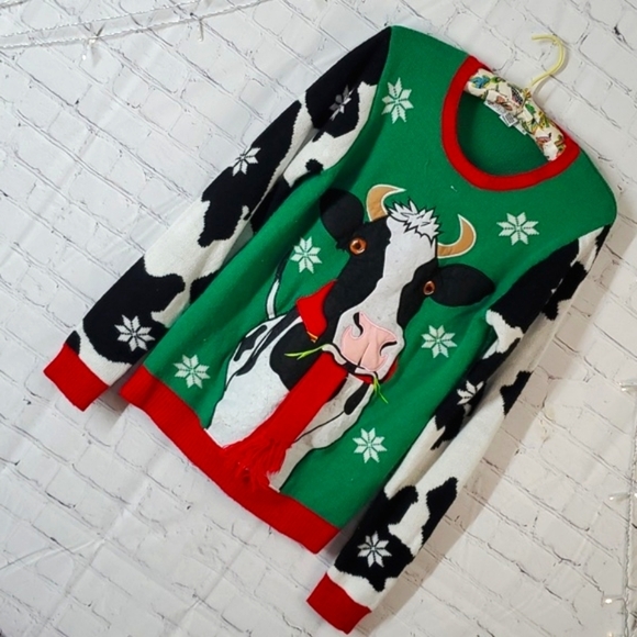 Jolly Sweaters Farmer Farmhouse Cow Heifer Ugly Christmas Sweater Unisex Size S - Picture 16 of 17